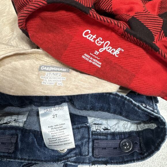 Lot Of 3 Cat&Jack Buffalo Plaid Dress, Okie Dokie Jeans, Garanimals Shirt Girl 2 - Picture 8 of 8